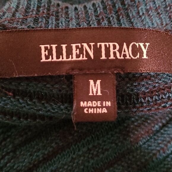 Ellen Tracy V Neck pullover ribbed Sweater Green Cape Verde - Picture 4 of 7